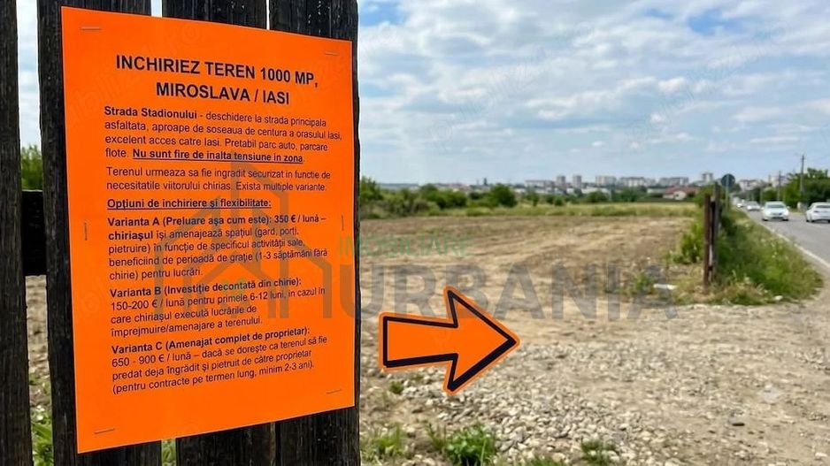 Teren de închiriat în Miroslava, 1000 mp, Strada Stadionului - Poză 1