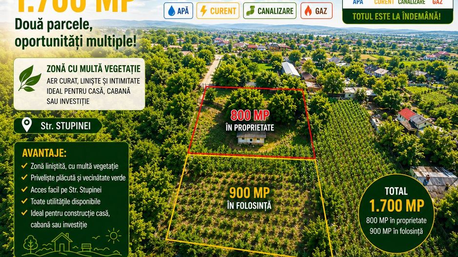 TEREN CU PRIVELIȘTE PANORAMICĂ EXCEPȚIONALĂ – 1.700 MP, ZONA GURA BUSTEI; - Poză 2