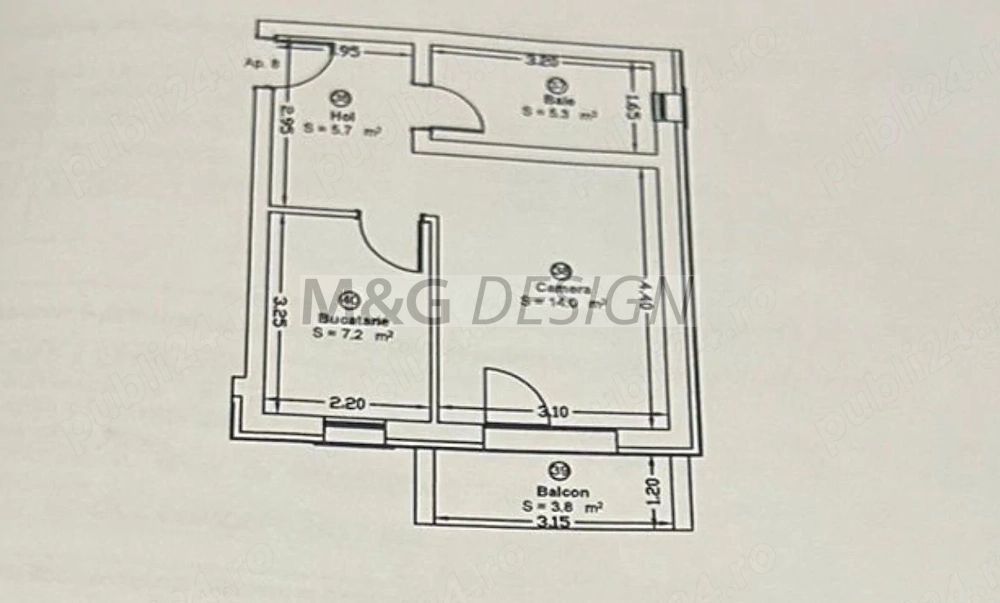 Apartament 1 cameră bloc nou Giroc etaj 1 - Schiță 9