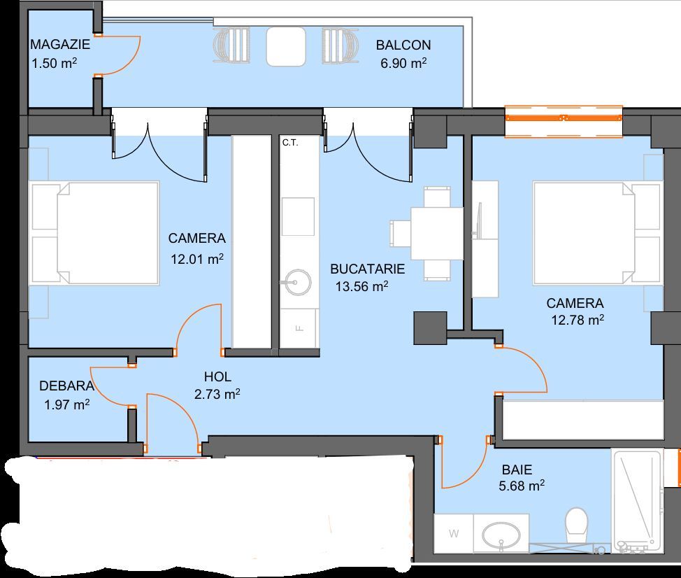 Apartament cu 2 camere si avans doar 5% - zona Doamna Stanca - Sibiu - Schiță 5