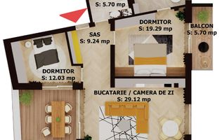 Apartament nou, 3 camere, 290 000 Euro. Comision 0.