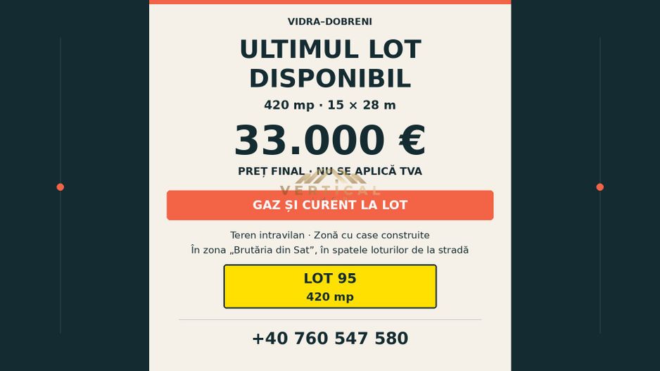 ULTIMUL LOT DISPONIBIL | 420 MP | GAZ ȘI CURENT LA LOT | VIDRA - Poză 1