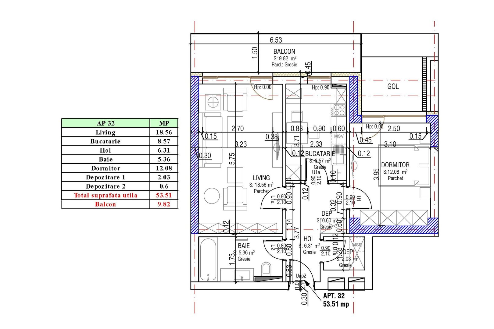Apartament Decomandat | 53 mp utili + 10 mp balcon | Sala Polivalentă - Poză 17