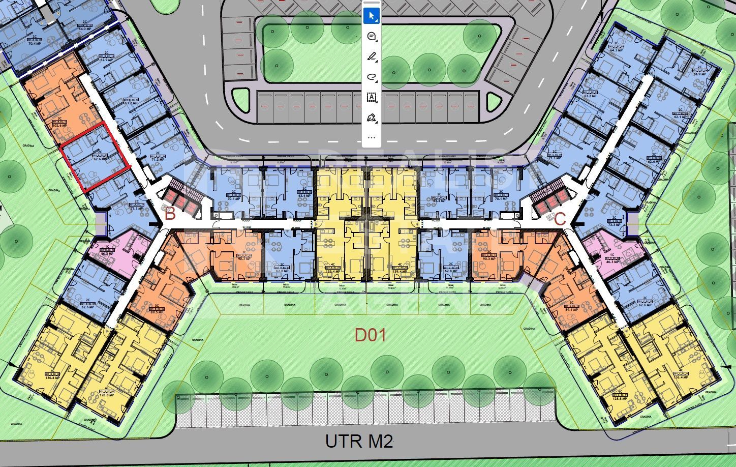 Apartament cu vedere spre lac,  50 mp, comision 0% - Schiță 7