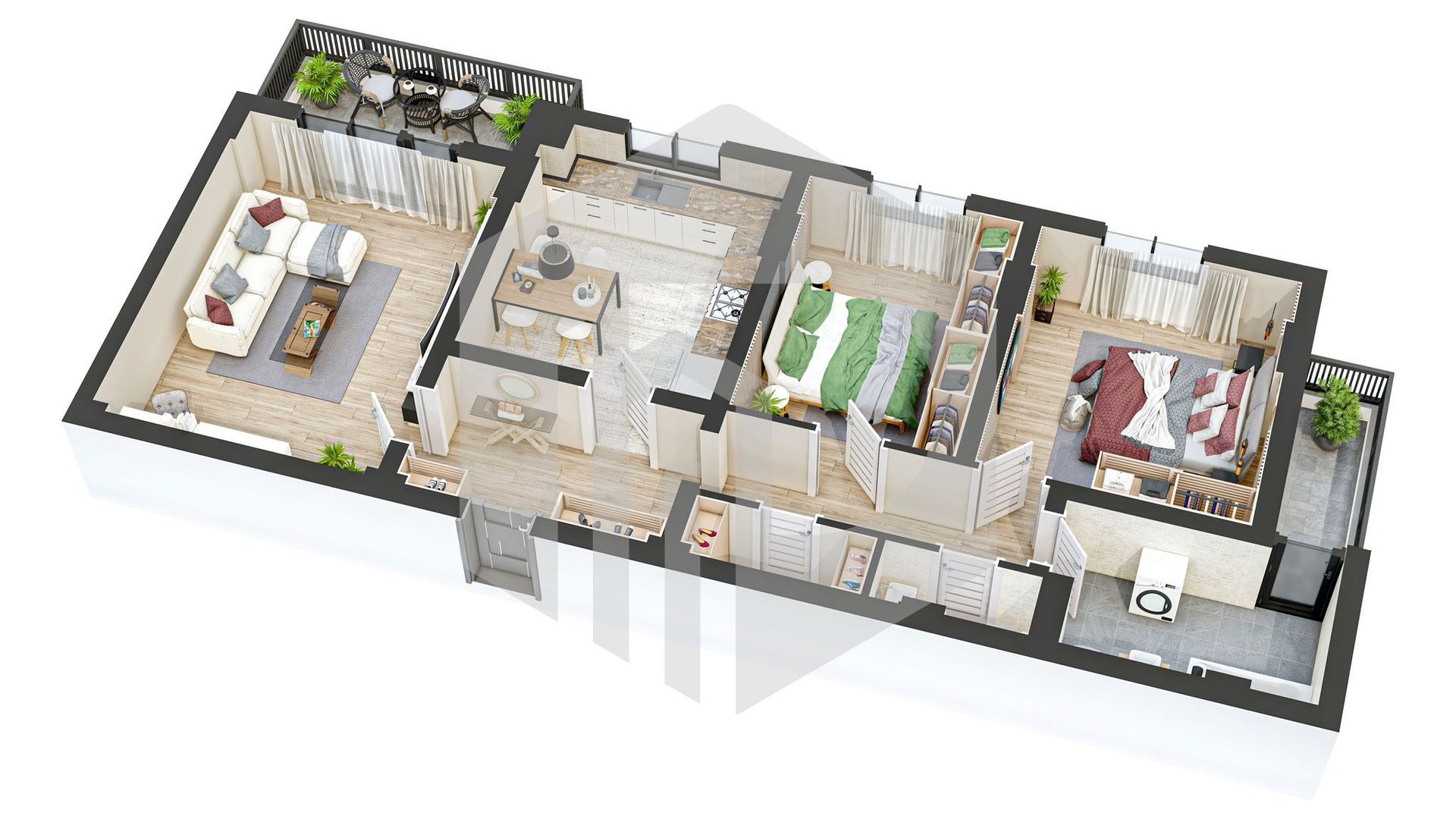 Aleea Streiu | Apartament 3 camere 2 bai Bucatarie Separata | Hipodrom - Poză 3