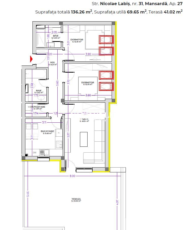 Apartament  3 camere | tip Penthouse | Intabulat | Tractorul - Poză 9