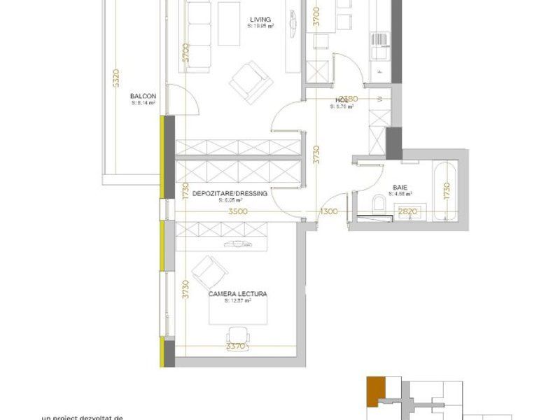 Apartament cu 2 camere in Urban Plaza - Schiță 20