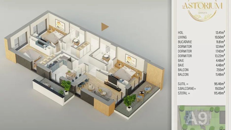 Apartament de vanzare cu 4 camere Astorium Garden - Poză 2