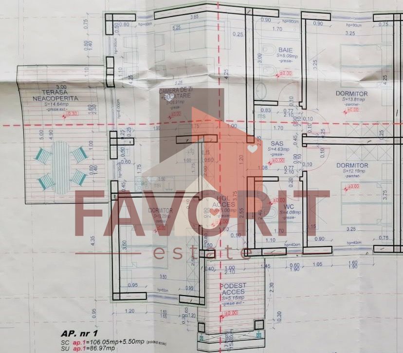 Duplex pe parter. 3 dormitoare. La asfalt - Schiță 11