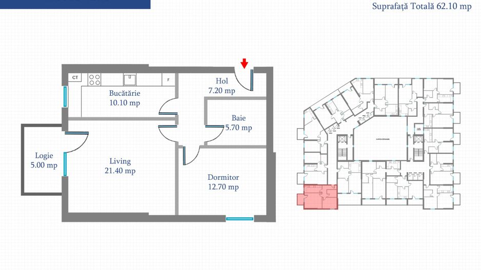 Militari-Metrou Preciziei -2 Camere, 62.1 mp, dec, Bloc Nou, LIFT, Finalizat - Schiță 6