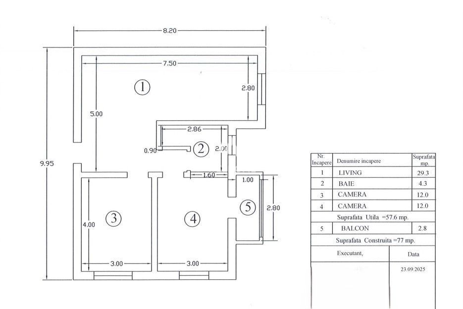 Apartament 3 camere – Complet mobilat și utilat Strand Sibiu - Schiță 16