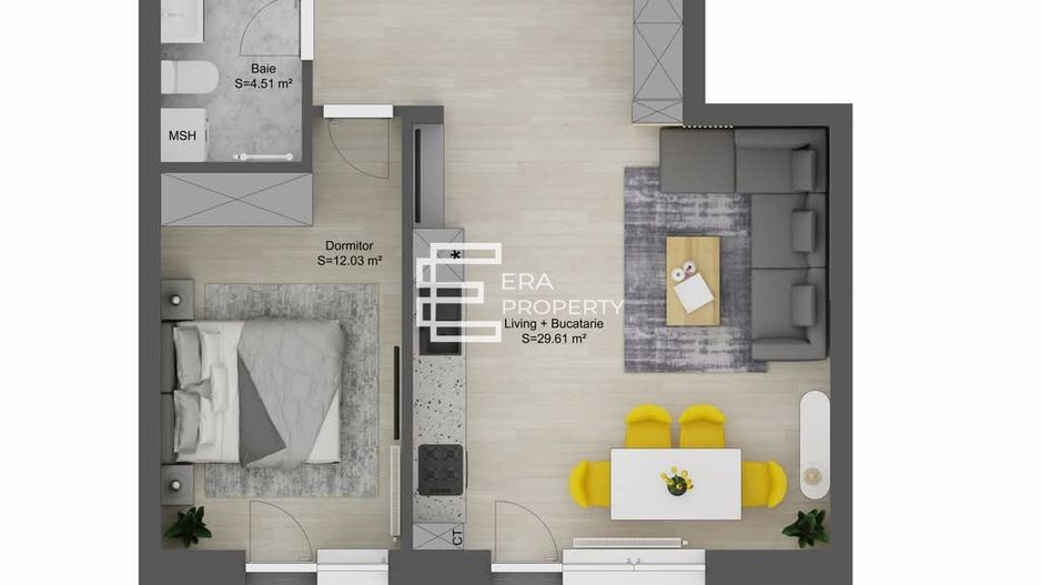 Apartament 2 camere  LA ALB-Doamna Stanca/Selimbar - Schiță 4