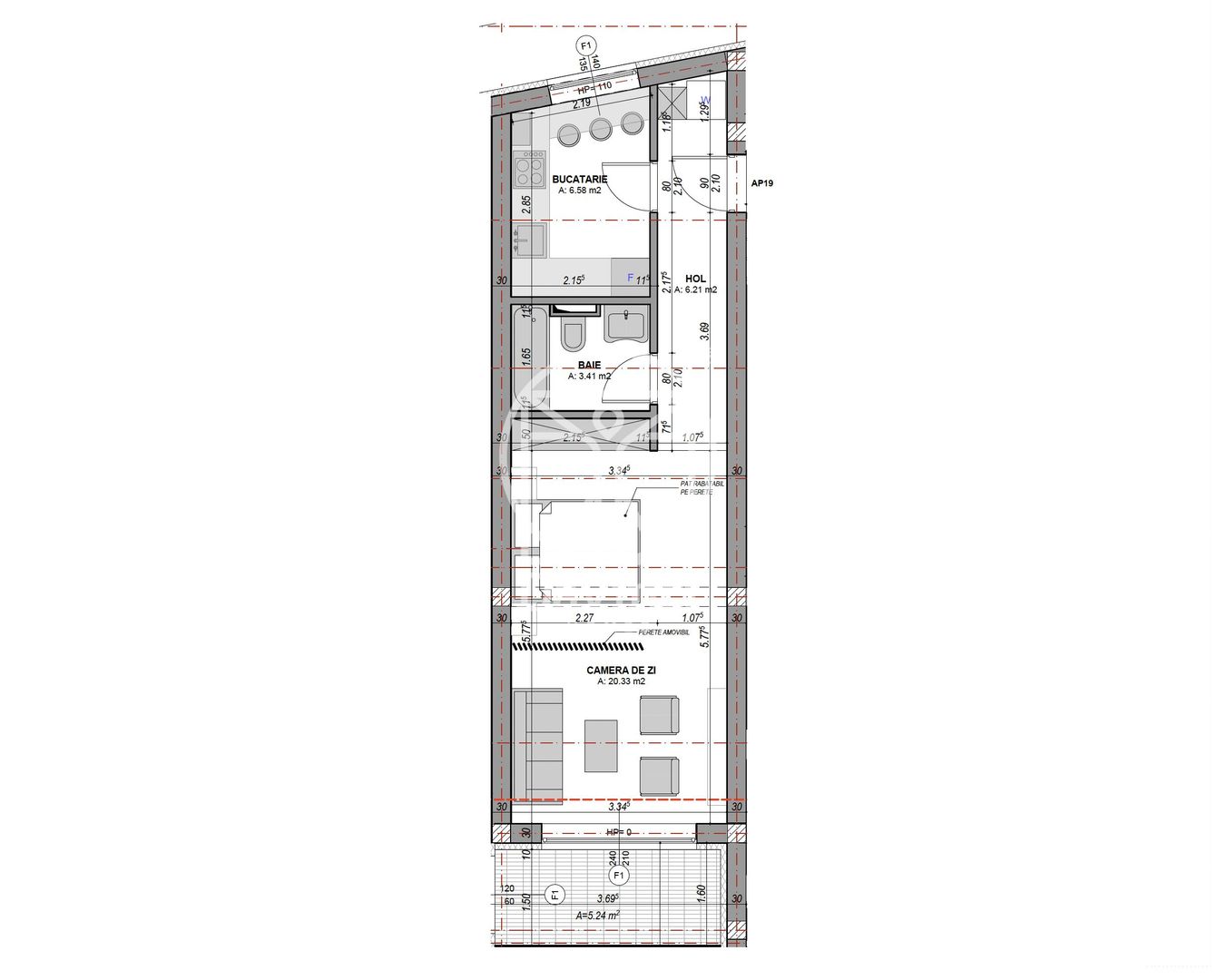 Garsoniera decomandata - aer conditionat, la alb  (NCL-COL-ap.6) - Poză 9