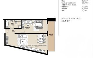 Apartament nou de vânzare | 2 camere | etaj intermediar | balcon - Poză 1
