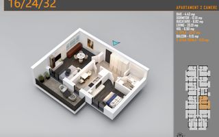 Apartament 2 Camere, Comision 0%, Pallady | metrou Teclu - Schiță 8
