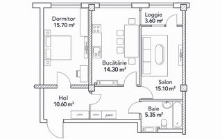 Vânzare apartament, 2 dormitoare, str. Calea Ieșilor, Buiucani - Schiță 12