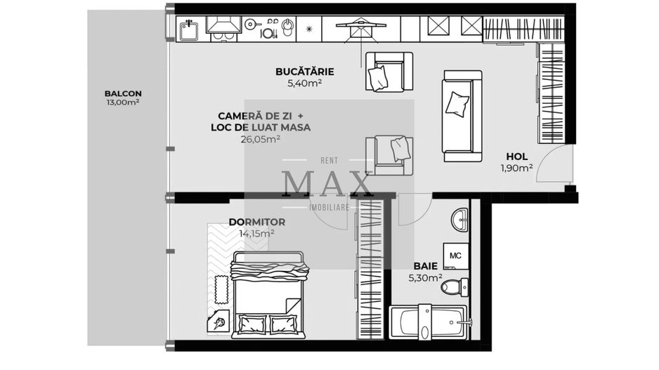 Apartament 2 camere de vânzare | 52,80 mp | Zona Autogară | Etaj 8 - Poză 1