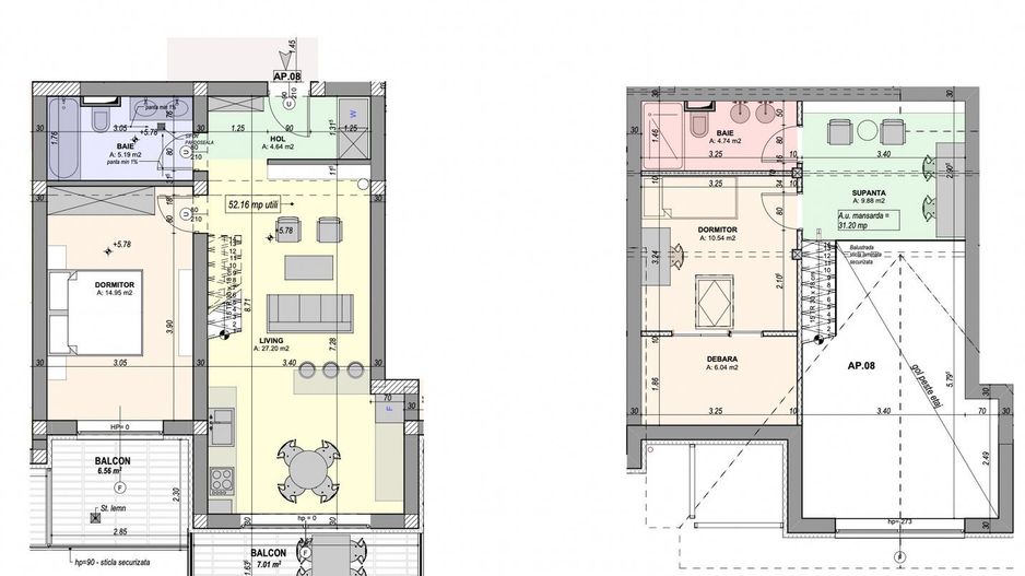 Penthouse 3 camere, finisat la alb, aer conditionat (NCL-1A-L-ap.8) - Poză 10