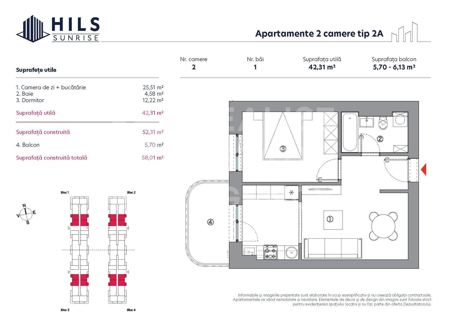 Продажа, квартира, 2 комнаты, HILS Sunrise, Бухарест - Poză 3