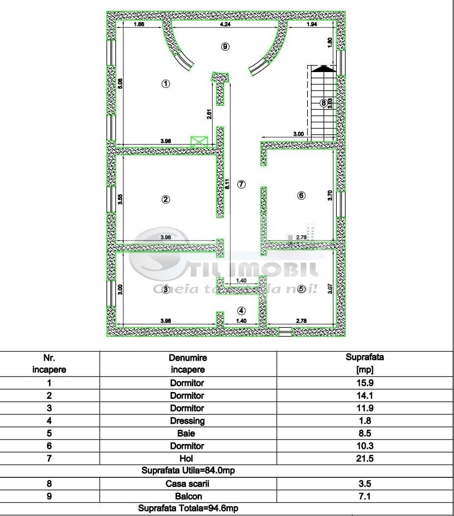 Casă pe trei niveluri, 264 mp utili + Foisor ,teren 2400 mp. - Schiță 14