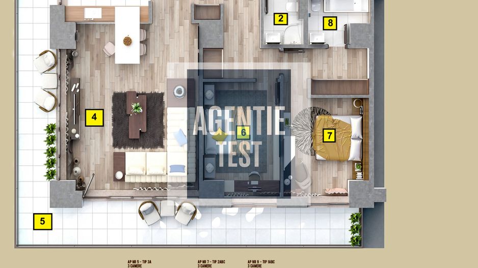 Apartament 3 camere Tip A1 1 - Schiță 8