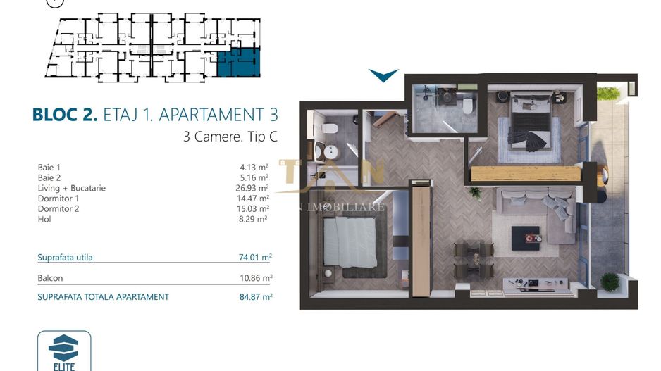 Comision 0 Apartament 3 camere Timisoara Nord - Poză 3