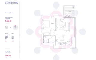 OFERTA Vanzare 2 camere | ONE Verdi Park | Finalizat - Schiță 11