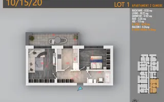 2 Camere | 63,91 mp Total | Balcon 12,16 mp | Comision 0% - Schiță 11