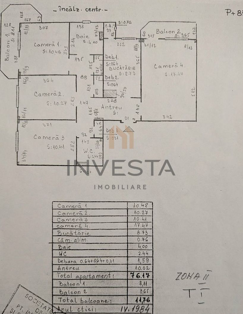 Apartament cu 4 camere decomandate, etaj intermediar, zona Marasti - Schiță 11