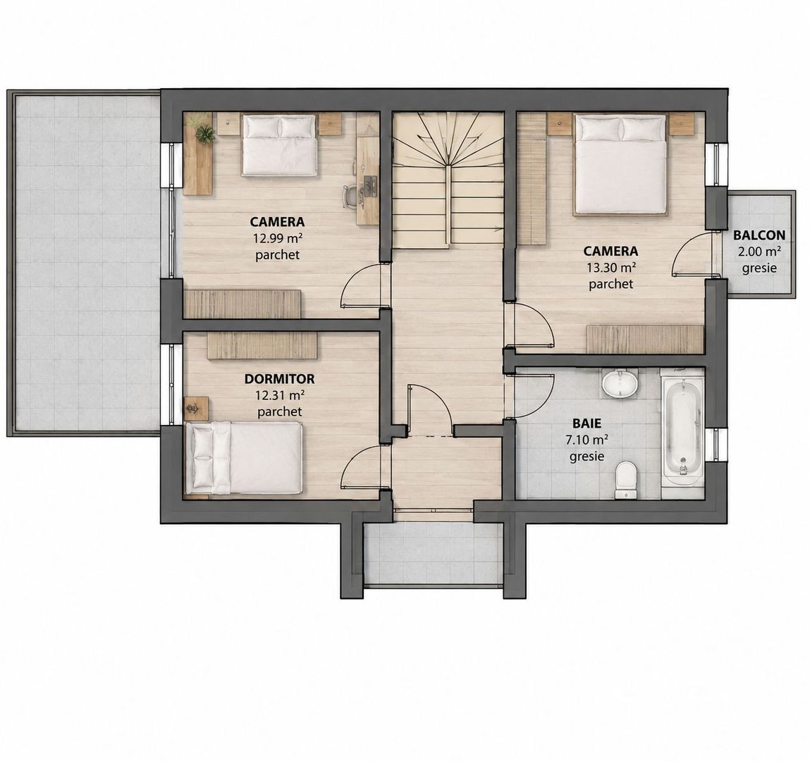Casă singur în curte, materiale premium Corunca (4camere) - Poză 4