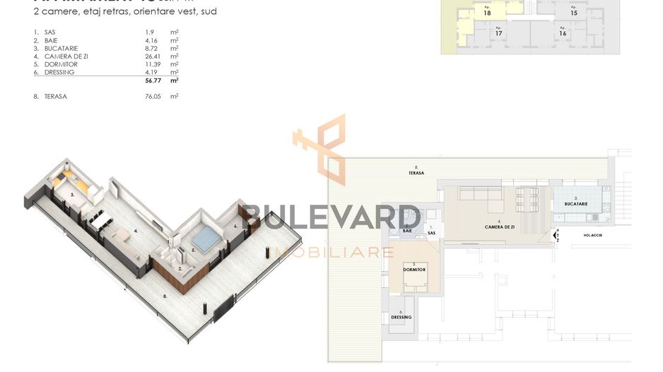 Penthouse cu terasa de 76 mp+parcare, zona strazii Somesului! - Schiță 1