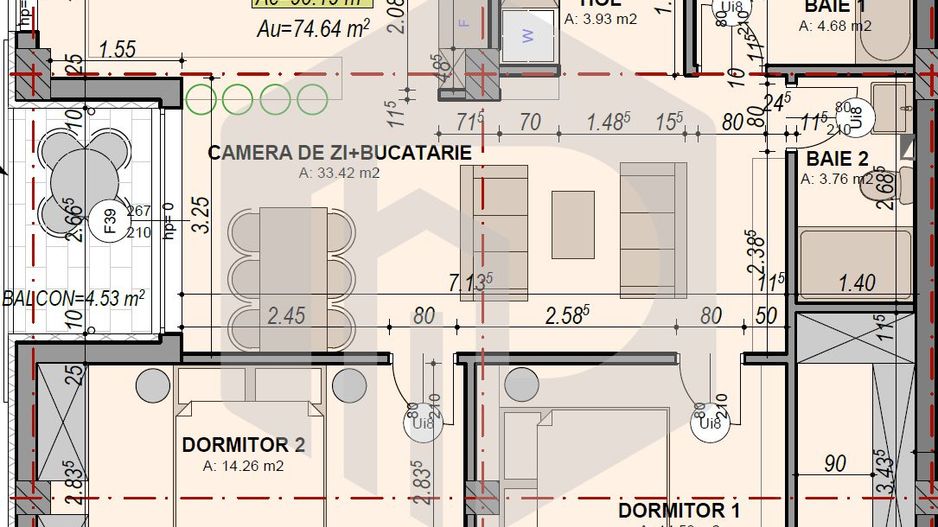 Turnisor | Apartament 3 camere - 74.64 mpu | Etaj 3 | DEZVOLTATOR - Poză 1