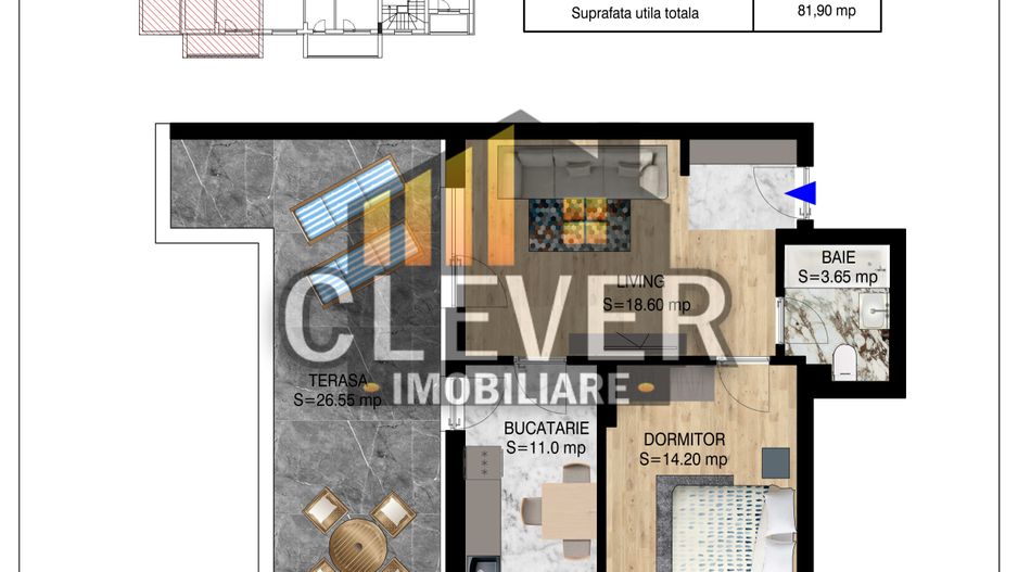 Apartament 2 camere cu Terasa Metrou Nicolae Teclu - Poză 1