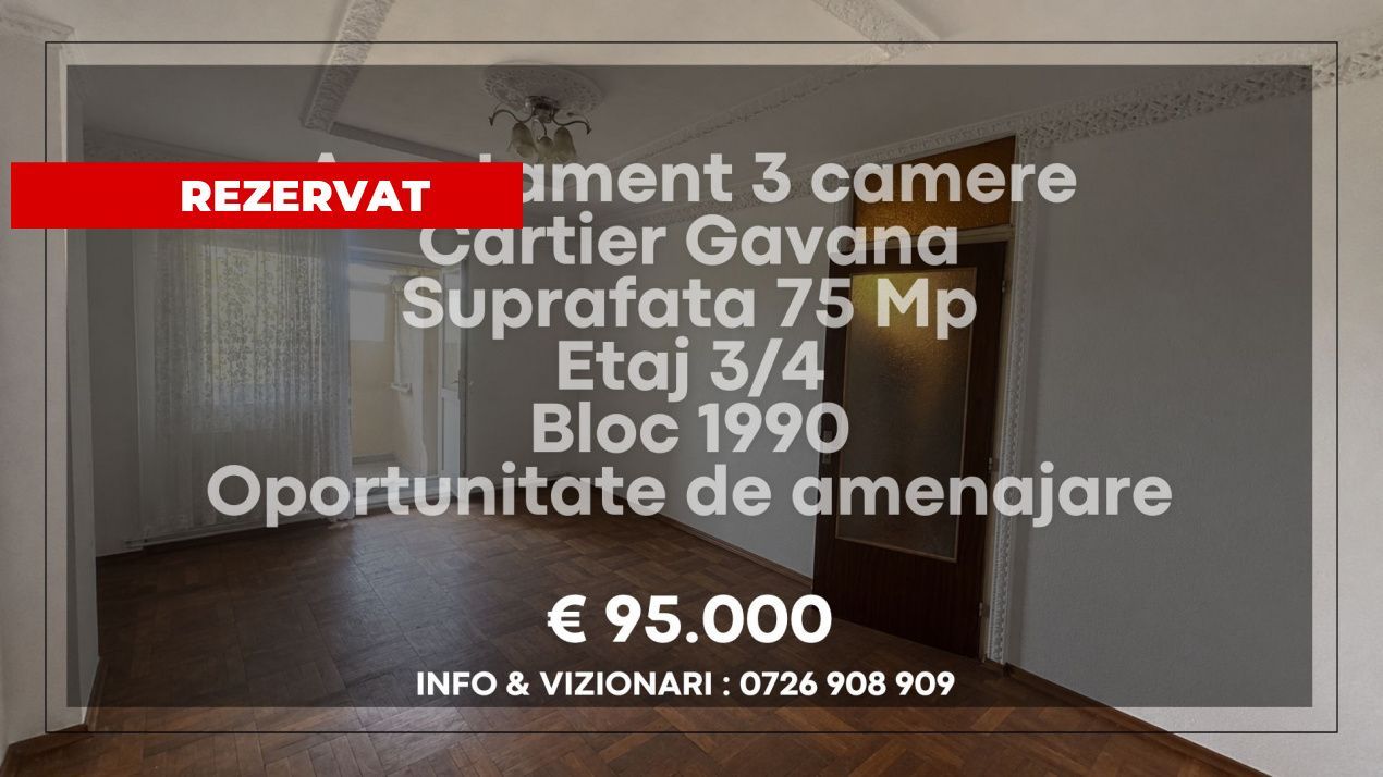 Apartament decomandat 3 camere Gavana - Poză 1