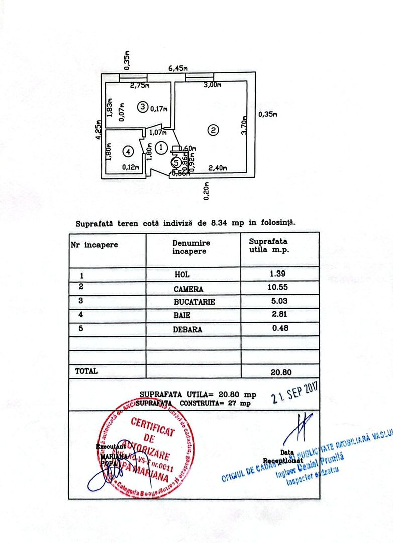 Garsonieră 21 mp, etaj 4, VASLUI zona KOGALNICEANU; - Poză 9