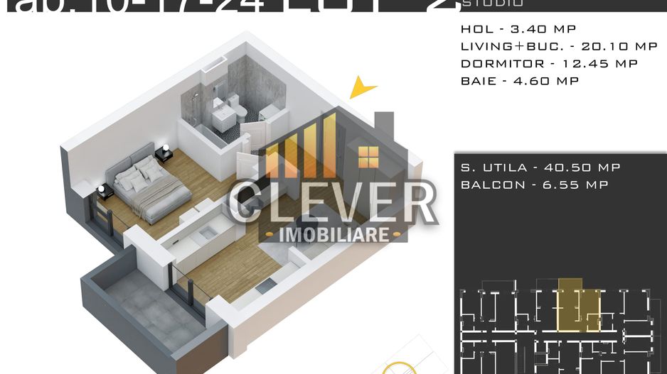 Studio 2 cam metrou Teclu, Pallady, promo parcare-0% Comision - Schiță 14