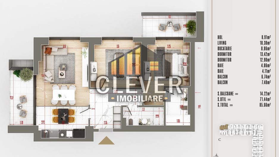 Apartament Premium 3 Camere Suprafata Generoasa Th. Pallady - Poză 2