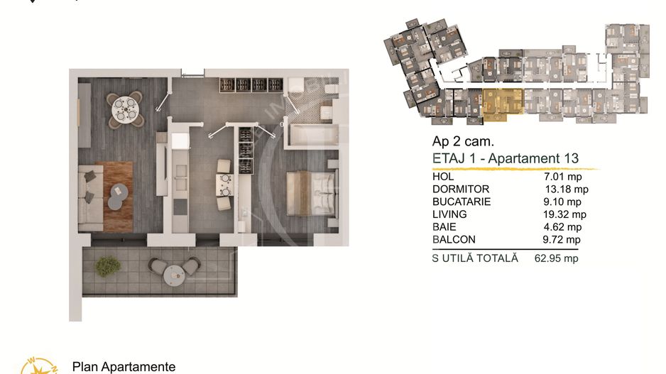 Th. Pallady-Apartament 2 camere cu Loc de parcare Gratuit - Schiță 2