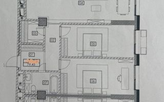 Vânzare, apartament, 3 camere, bd. Renaşterii Naţionale, Râșcani - Schiță 2