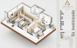 4 camere Duplex  Proiect Premium Titan Pallady - Schiță 8