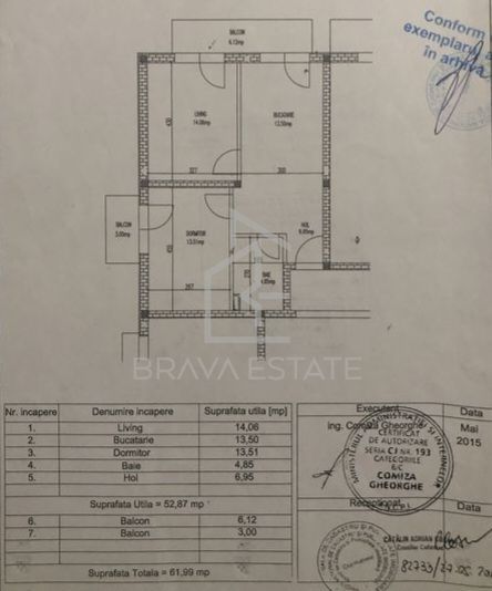 Apartament 53 mp, 2 balcoane,  loc de parcare,  zona Eroilor Florești - Poză 8