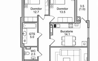 Vânzare, apartament, 3 camere, str. Durlești, Dumbrava - Poză 2