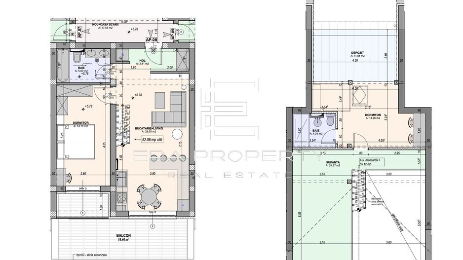 Penthouse 3 camere- 107 mp utili-terasa 18mp - DaVinci Homes - Schiță 20