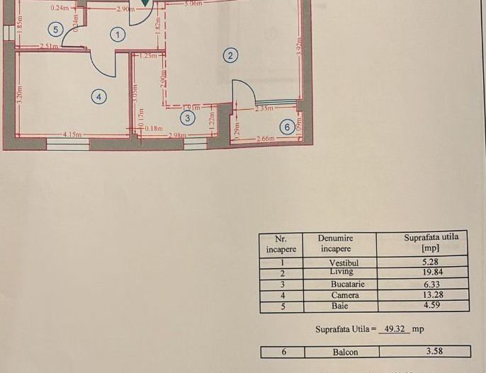 Apartament 2 camere Otopeni | mobilat, utilat, parcare | bloc cu lift - Schiță 7