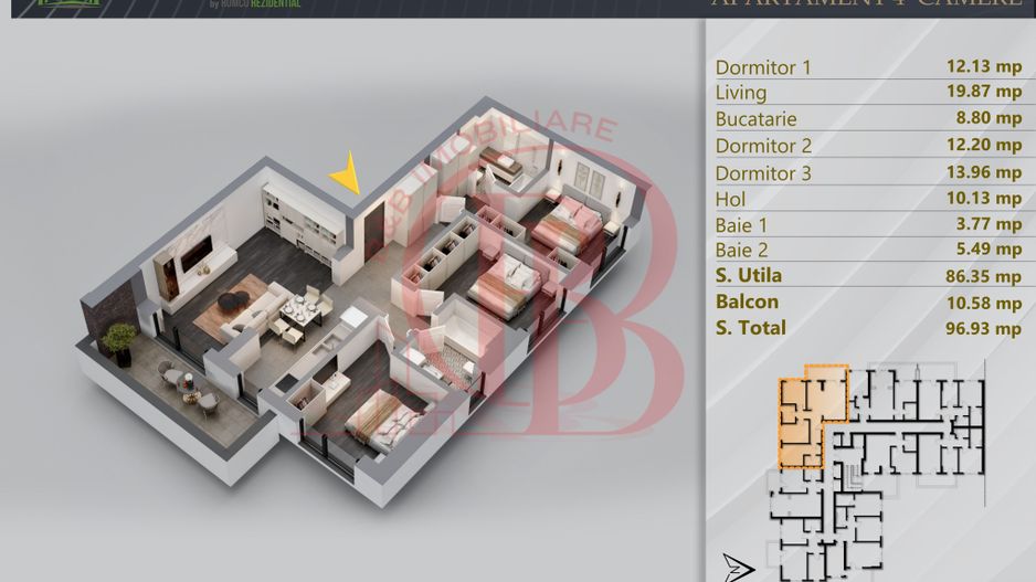 Apartament 4 camere Proiect Premium Independent Energetic - Schiță 12