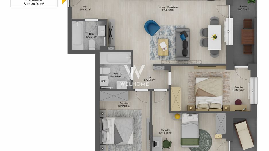 Apartament 4 camere in Sibiu - Schiță 6