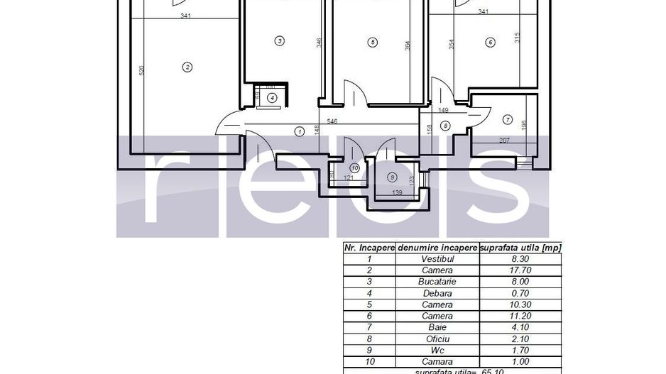 VANZARE 3 CAMERE | DECOMANDAT | 73 MP | CRANGASI | CENTRALA PROPRIE - Schiță 13