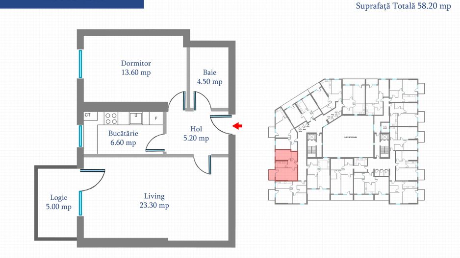 Metrou Pacii / Preciziei | Militari - 2 Camere | 58.2 mp | Bloc Nou | FINALIZAT - Schiță 11