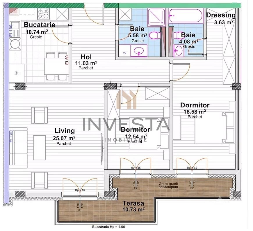Apartament 3 camere decomandat 89 mp cu terase, bloc nou, Marasti! - Poză 5