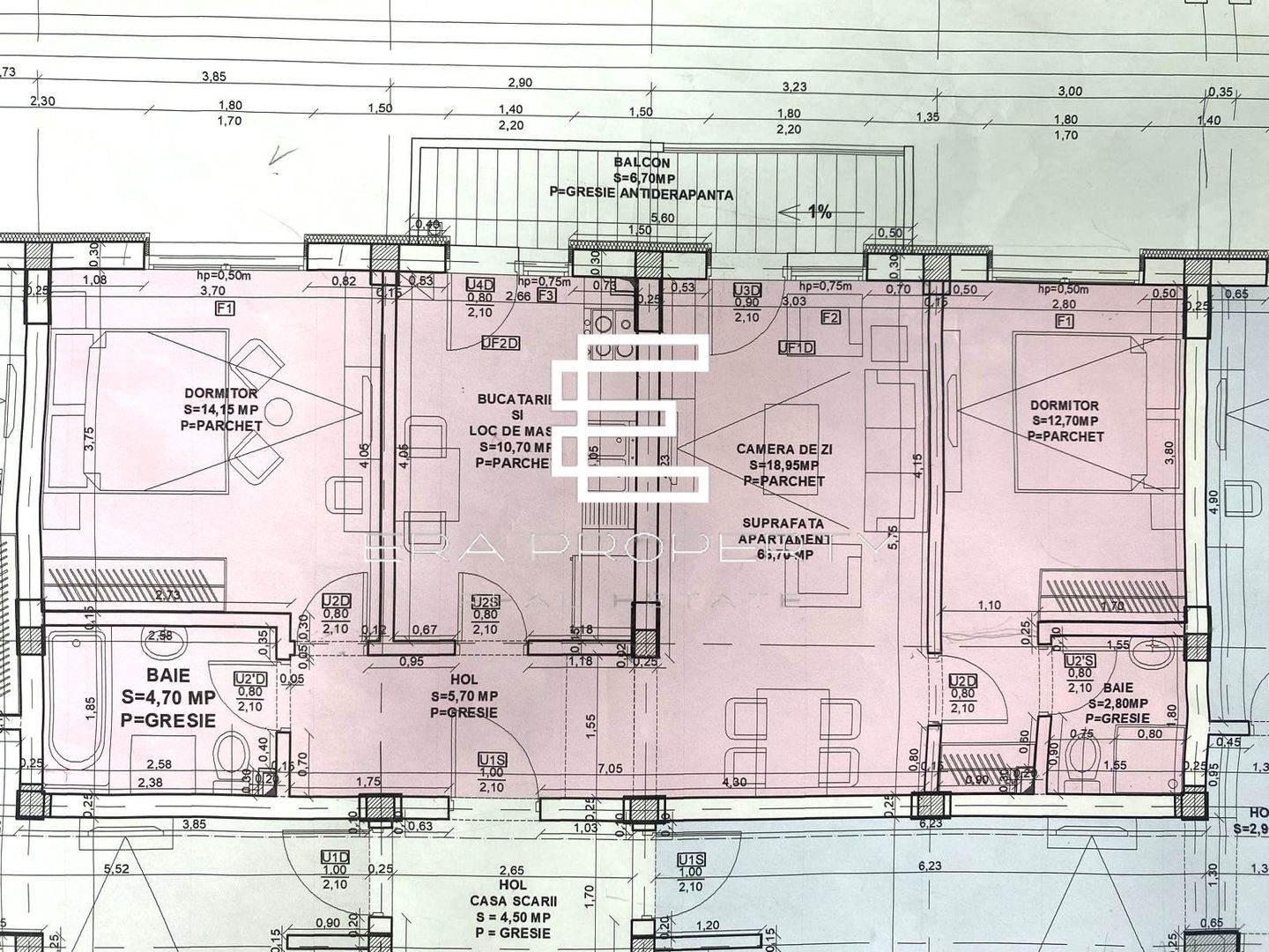 Apartament 3 camere 69 mp , Doamna Stanca, Selimbar - Schiță 9